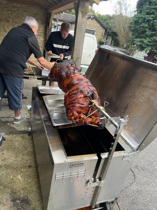 Hog roast on a spit