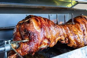 Hog roast on a spit